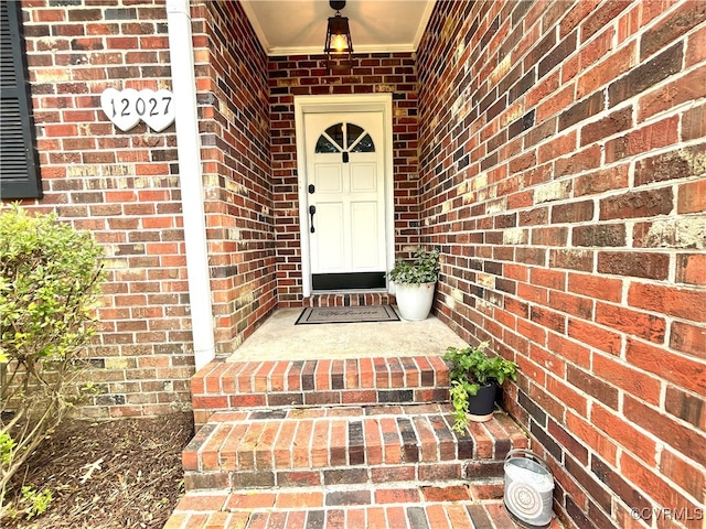 12027 Old Buckingham Rd, Midlothian, VA 23113 - entrance to property with brick siding and covered porch