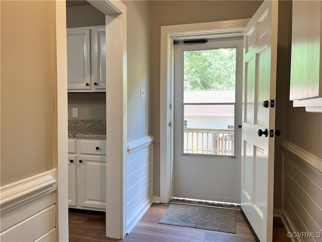 12027 Old Buckingham Rd, Midlothian, VA 23113 - doorway to outside with dark wood-type flooring