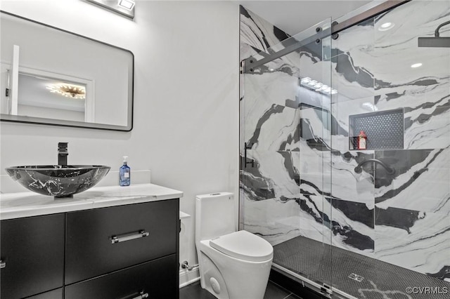 12313 Haybrook Ln, Henrico, VA 23059 - full bathroom with vanity and a marble finish shower