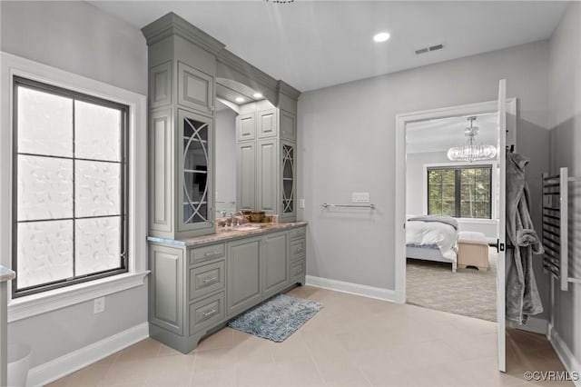 12313 Haybrook Ln, Henrico, VA 23059 - ensuite bathroom featuring vanity, a chandelier, and recessed lighting