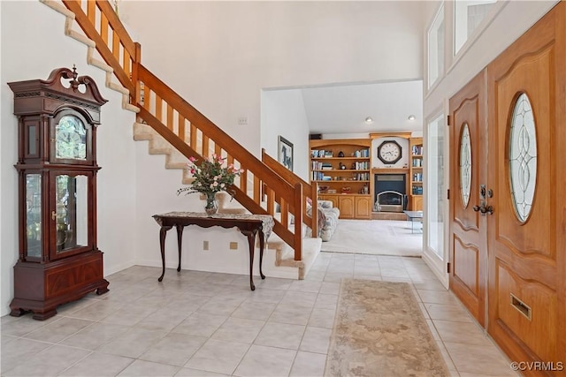 4604 Chesdin Woods Dr, Sutherland, Sutherland, VA 23885 - foyer with a towering ceiling, stairs, and light tile patterned floors