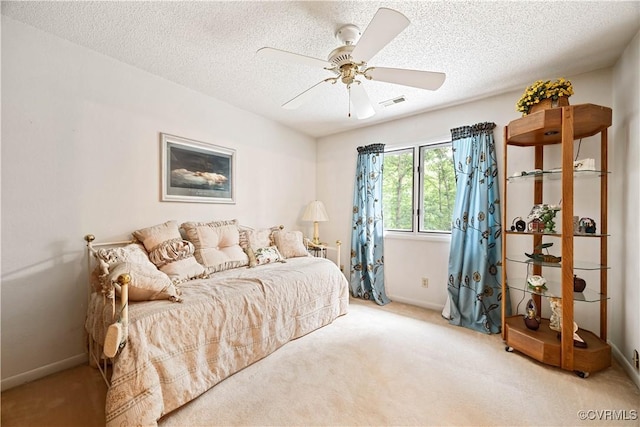 4604 Chesdin Woods Dr, Sutherland, Sutherland, VA 23885 - bedroom with light colored carpet, a textured ceiling, and ceiling fan