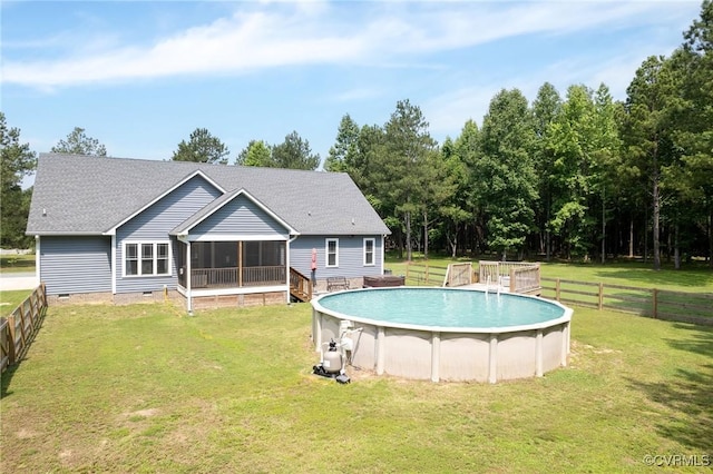 8851 Topeka Rd, Quinton, VA 23141 - swimming pool with a sunroom and a fenced backyard