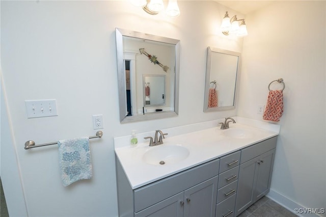 8851 Topeka Rd, Quinton, VA 23141 - bathroom with double vanity and tile patterned flooring