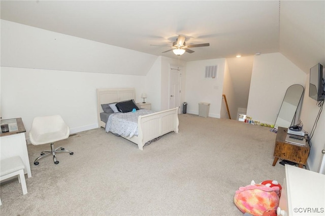 8851 Topeka Rd, Quinton, VA 23141 - carpeted bedroom with vaulted ceiling and ceiling fan