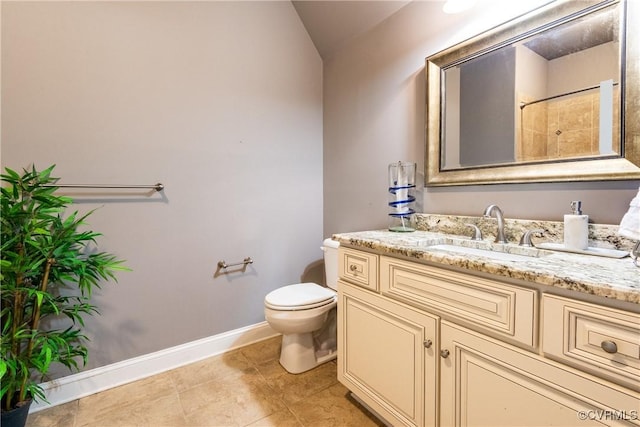 2631 Royal Crest Dr, Midlothian, VA 23113 - full bath featuring vanity, vaulted ceiling, tile patterned floors, and a shower
