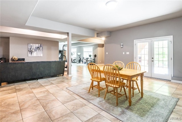 2631 Royal Crest Dr, Midlothian, VA 23113 - dining space with light tile patterned floors and french doors