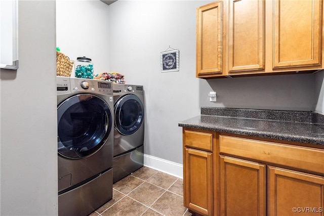 2631 Royal Crest Dr, Midlothian, VA 23113 - laundry room featuring washer and clothes dryer, tile patterned floors, and cabinet space