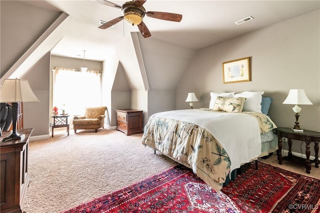 2631 Royal Crest Dr, Midlothian, VA 23113 - bedroom with carpet floors, lofted ceiling, and ceiling fan