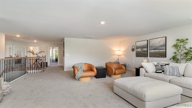 7007 Greenholm Pl, Chesterfield, VA 23234 - carpeted living area with attic access and recessed lighting
