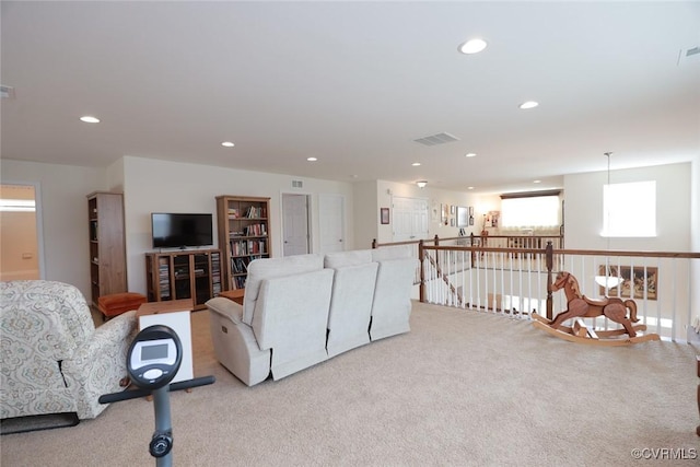 7822 James Blair Ln, New Kent, VA 23124 - living area with light carpet and recessed lighting