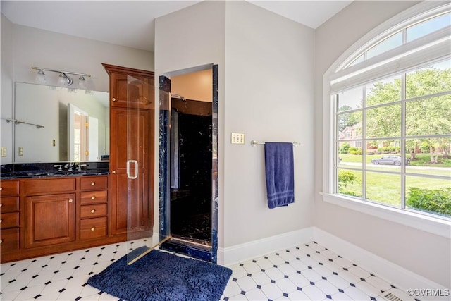 2619 Mulberry Row Rd, Midlothian, VA 23113 - bathroom with vanity, a shower stall, and tile patterned floors