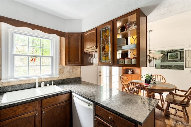 1917 Moonwind Pl, Henrico, VA 23238 - kitchen featuring dishwasher, a peninsula, and backsplash