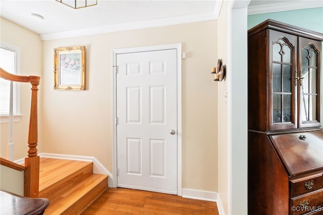 1917 Moonwind Pl, Henrico, VA 23238 - stairway featuring wood finished floors and crown molding