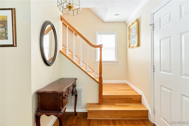 1917 Moonwind Pl, Henrico, VA 23238 - stairs with baseboards and wood finished floors