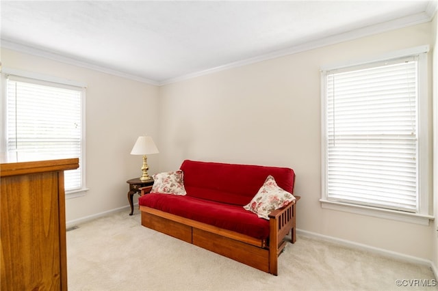 1917 Moonwind Pl, Henrico, VA 23238 - living area with crown molding, carpet flooring, and healthy amount of natural light