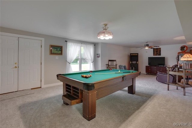 2104 Apple Grove Rd, Mineral, VA 23117 - playroom with carpet, billiards table, and a ceiling fan