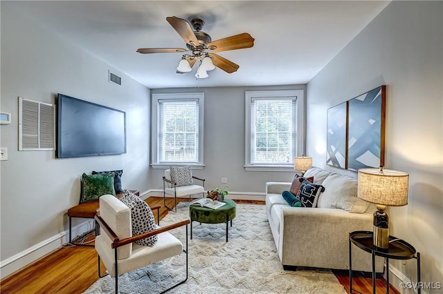 2710 Stuart Ave Unit U3, Richmond, VA 23220 - living area featuring ceiling fan and wood finished floors