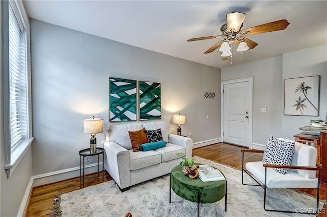 2710 Stuart Ave Unit U3, Richmond, VA 23220 - living room featuring ceiling fan and wood finished floors