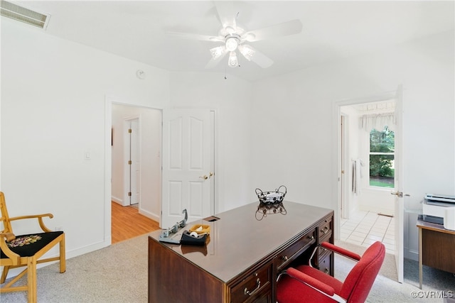 4800 Bailey Branch Ln, Quinton, VA 23141 - office featuring ceiling fan and light colored carpet