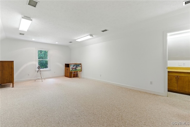 4800 Bailey Branch Ln, Quinton, VA 23141 - spare room with vaulted ceiling, light carpet, and a textured ceiling