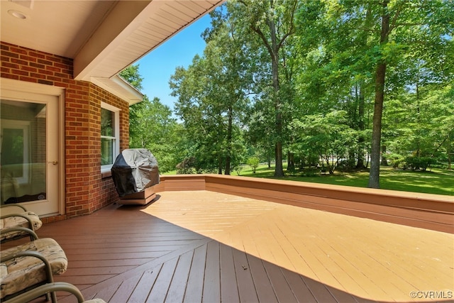 4800 Bailey Branch Ln, Quinton, VA 23141 - wooden terrace with area for grilling and view of wooded area