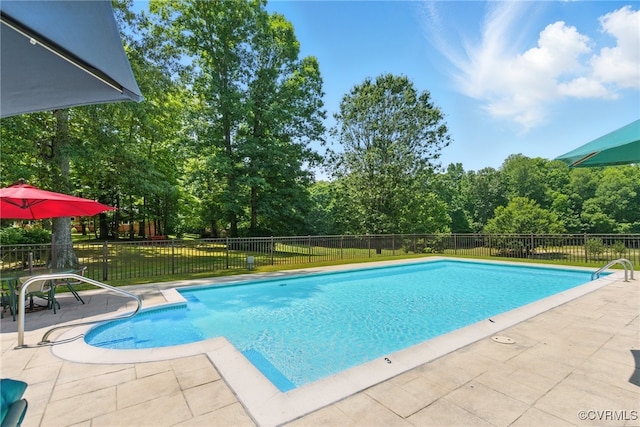 4800 Bailey Branch Ln, Quinton, VA 23141 - view of swimming pool with a patio and view of wooded area