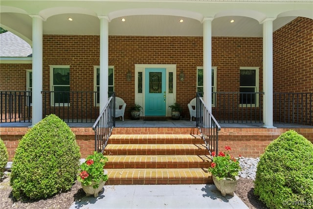 4800 Bailey Branch Ln, Quinton, VA 23141 - view of exterior entry featuring brick siding and covered porch