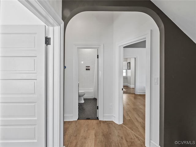 130 N Jefferson St, Petersburg, VA 23803 - corridor featuring wood finished floors and arched walkways