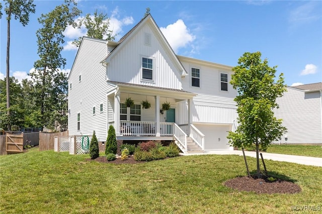 236 Central Pkwy, Aylett, VA 23009 - modern inspired farmhouse with a porch, a garage, and board and batten siding