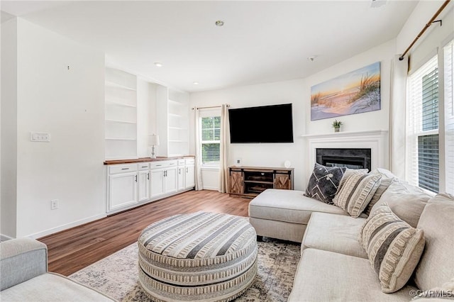 236 Central Pkwy, Aylett, VA 23009 - living room featuring light wood-type flooring, a fireplace, and recessed lighting