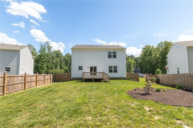 236 Central Pkwy, Aylett, VA 23009 - back of property with a fenced backyard, a wooden deck, and crawl space