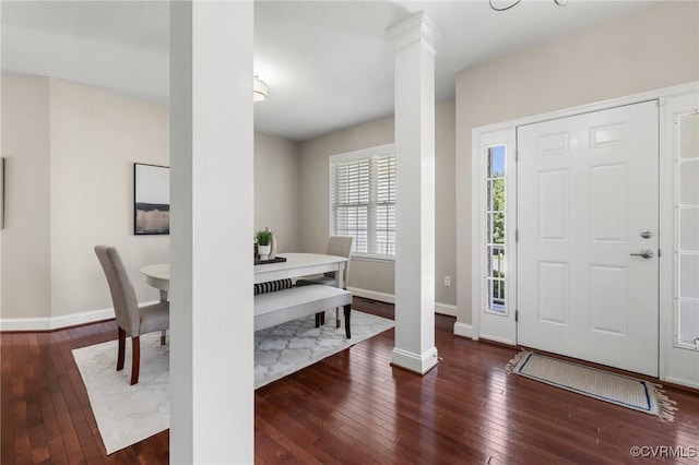 8307 Badestowe Ct, Chesterfield, VA 23832 - entrance foyer with hardwood / wood-style flooring and ornate columns
