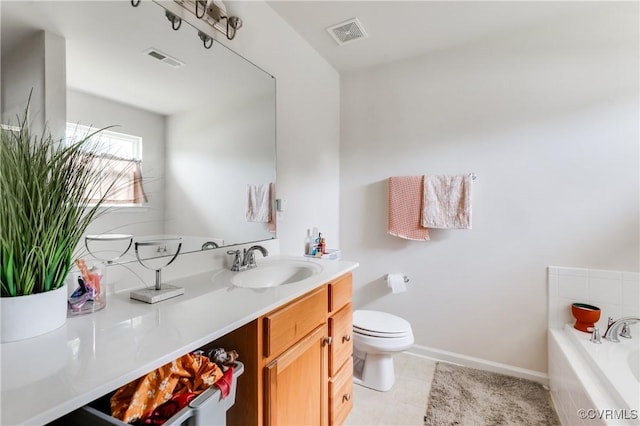 6007 Faulkner Dr, North Chesterfield, VA 23234 - bathroom with a garden tub, vanity, and tile patterned flooring