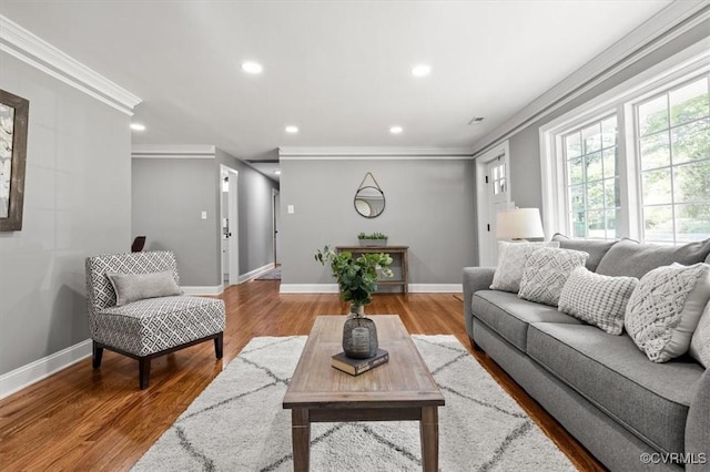 3519 Murchies Hill Rd, Richmond, VA 23234 - living area with crown molding, recessed lighting, and wood finished floors