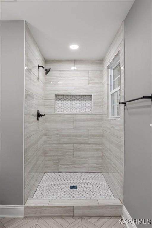 3519 Murchies Hill Rd, Richmond, VA 23234 - bathroom featuring tiled shower and recessed lighting