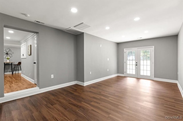 3519 Murchies Hill Rd, Richmond, VA 23234 - spare room featuring wood finished floors, french doors, and recessed lighting