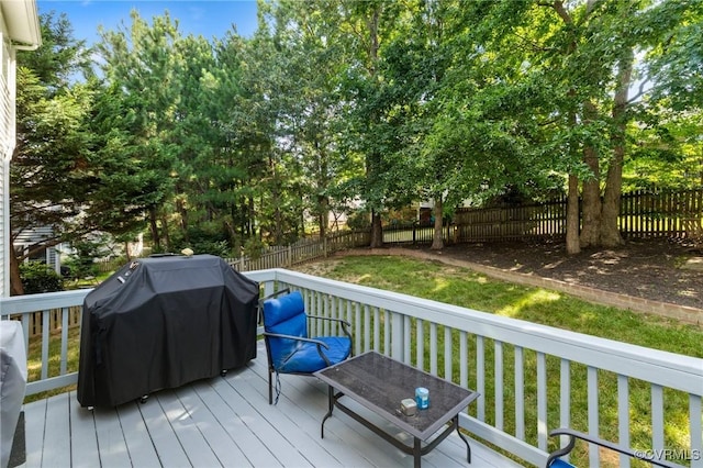 2925 Mariners Pl, Midlothian, VA 23112 - wooden terrace featuring grilling area and a fenced backyard
