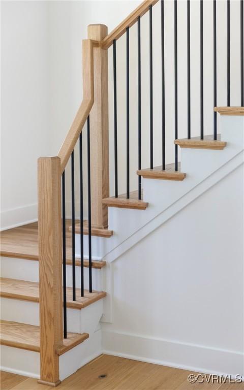 4812 Lake Summer Loop, Moseley, VA 23120 - stairway with baseboards and wood finished floors