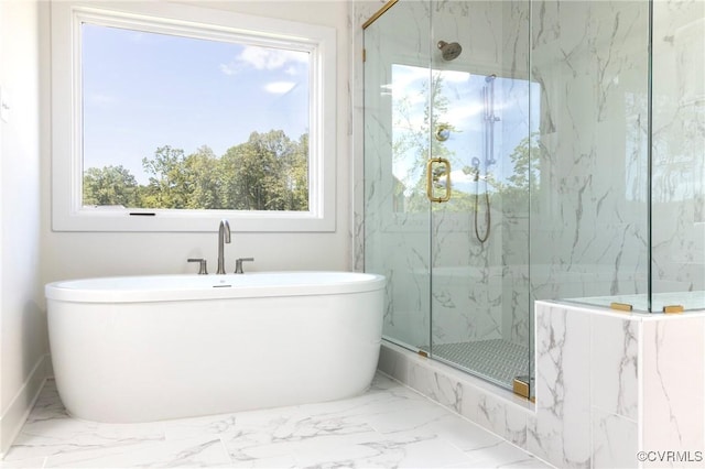 4812 Lake Summer Loop, Moseley, VA 23120 - full bath with marble finish flooring, a marble finish shower, and a soaking tub