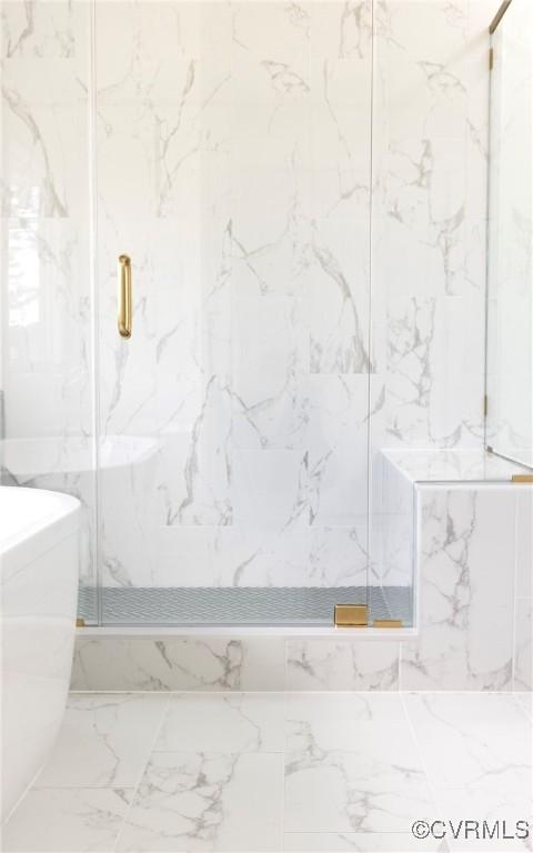 4812 Lake Summer Loop, Moseley, VA 23120 - bathroom featuring a marble finish shower and marble finish floors