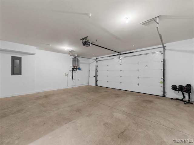 511 Libbie Ave Unit C, Richmond, VA 23226 - garage featuring electric panel, a garage door opener, and water heater