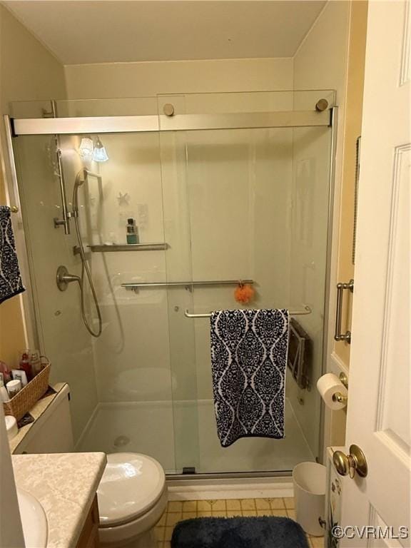 9812 Nott Ln, Chesterfield, VA 23832 - bathroom with vanity, a stall shower, and tile patterned floors