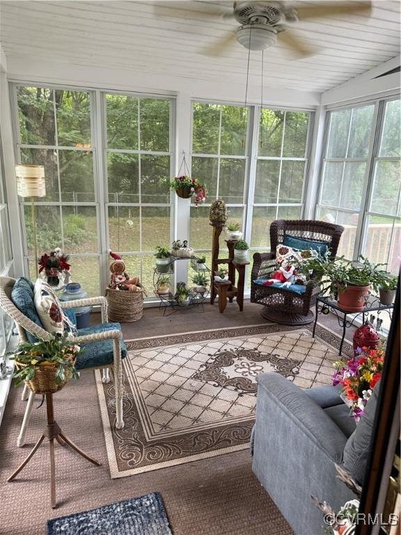 9812 Nott Ln, Chesterfield, VA 23832 - sunroom featuring a ceiling fan