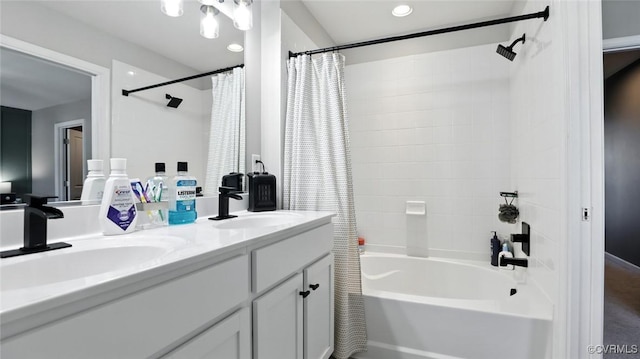 1954 Kennington Park Rd, Aylett, VA 23009 - full bath with shower / bath combo with shower curtain, double vanity, and recessed lighting