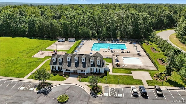 1954 Kennington Park Rd, Aylett, VA 23009 - drone / aerial view of a forest and a pool
