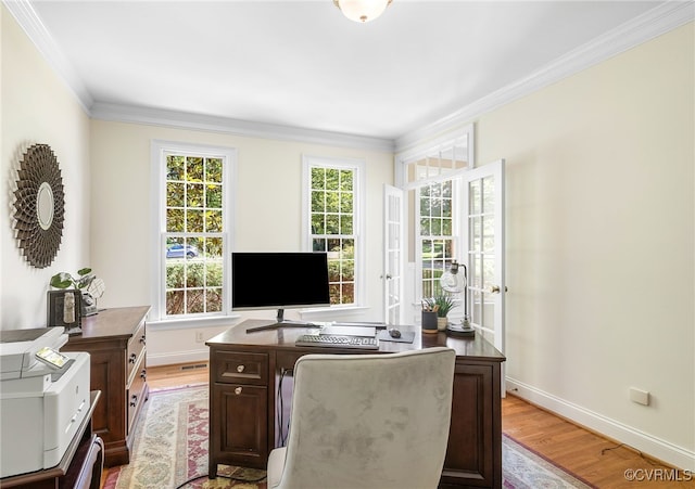 8707 Taylor Landing Pl, Chesterfield, VA 23838 - office with light wood-type flooring and crown molding