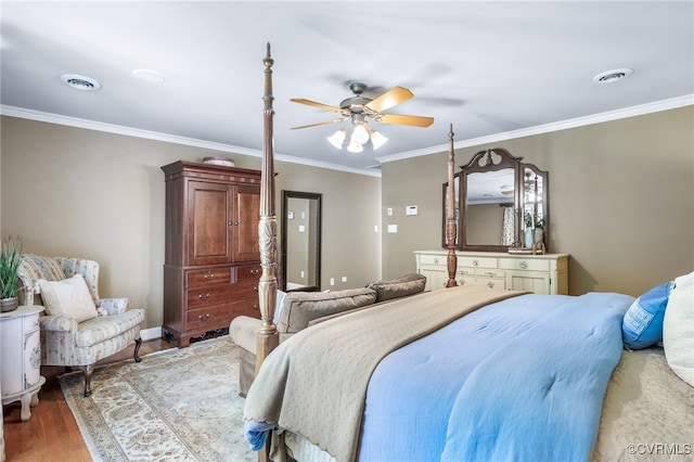8707 Taylor Landing Pl, Chesterfield, VA 23838 - bedroom featuring ornamental molding, light wood-style flooring, and a ceiling fan