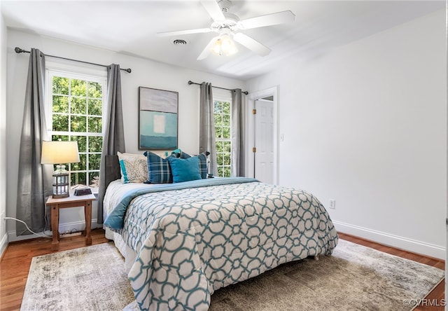 8707 Taylor Landing Pl, Chesterfield, VA 23838 - bedroom with multiple windows, wood finished floors, and a ceiling fan