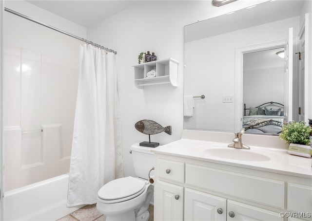 8707 Taylor Landing Pl, Chesterfield, VA 23838 - ensuite bathroom featuring vanity, shower / bath combo, and tile patterned floors